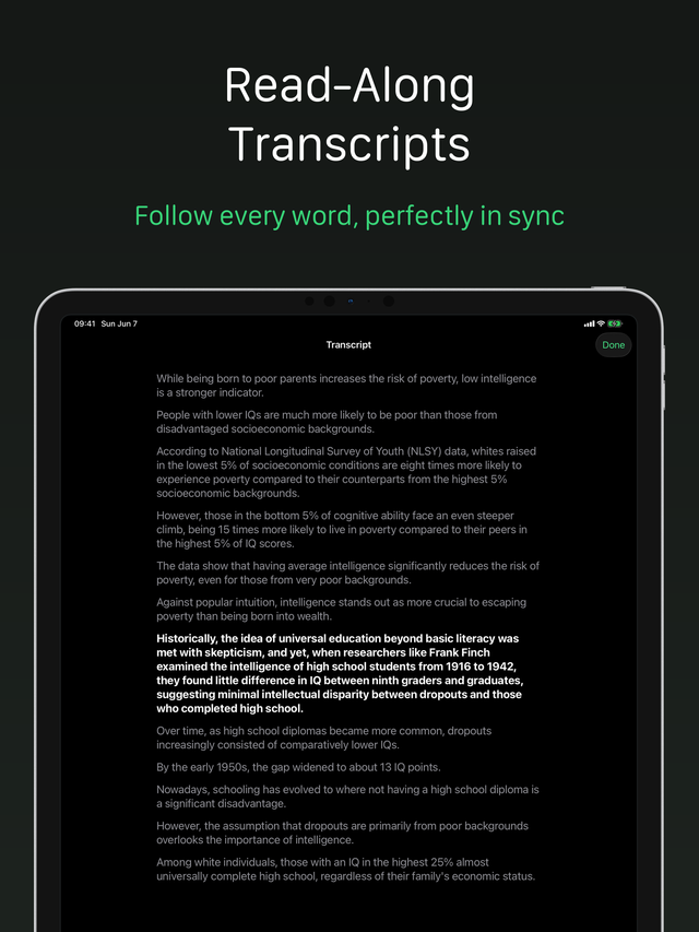 Transcript on iPad