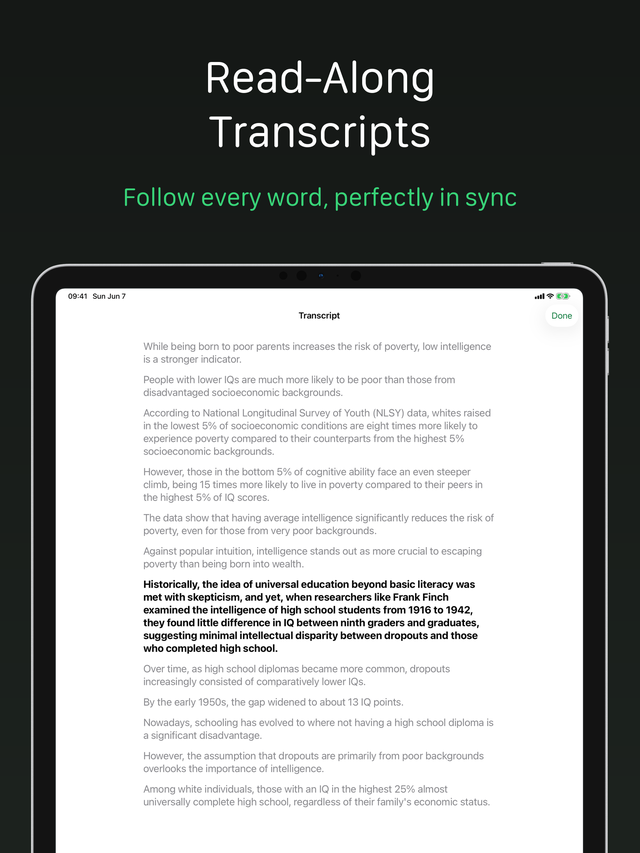 Transcript on iPad