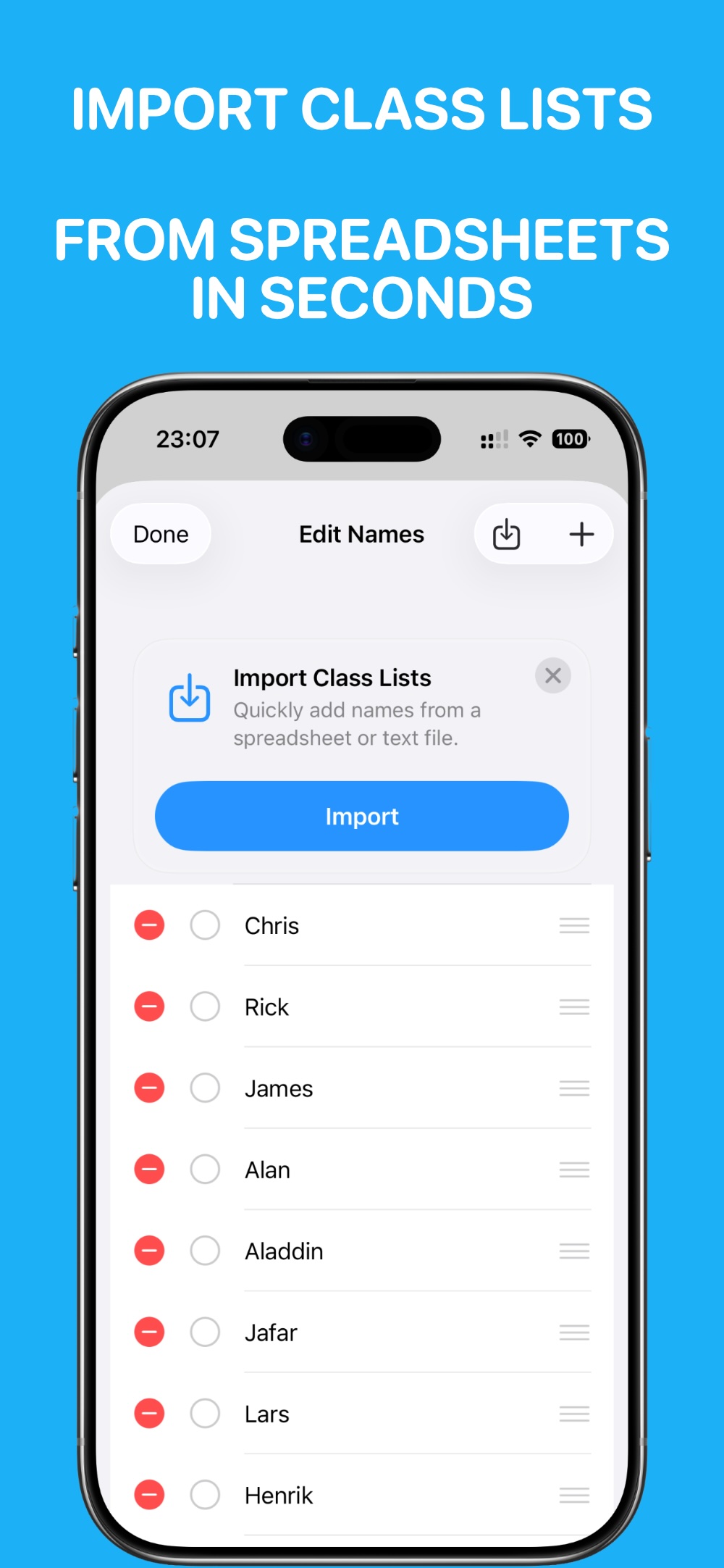 Import Class Lists