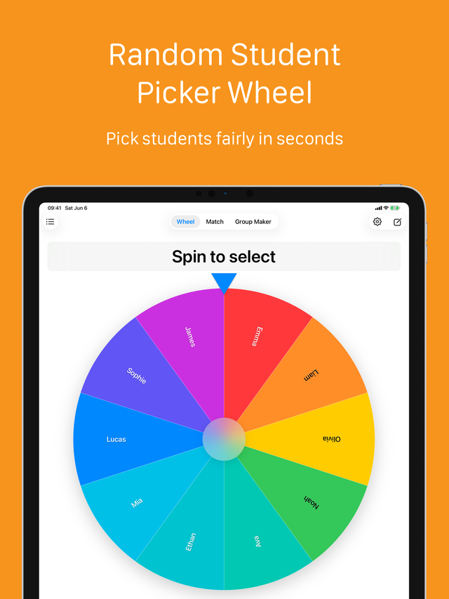 Name Wheel on iPad