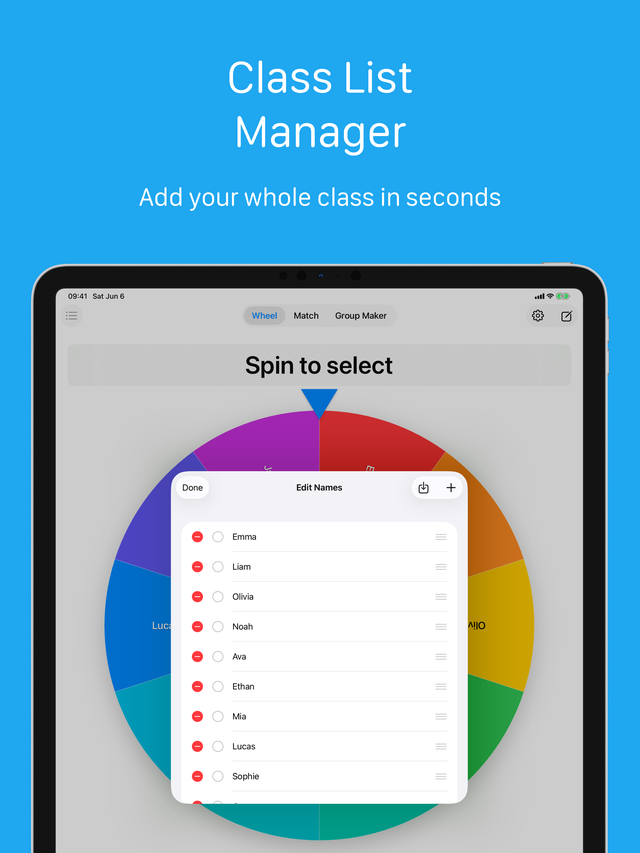 Name Wheel on iPad