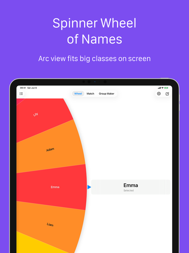 Name Wheel on iPad