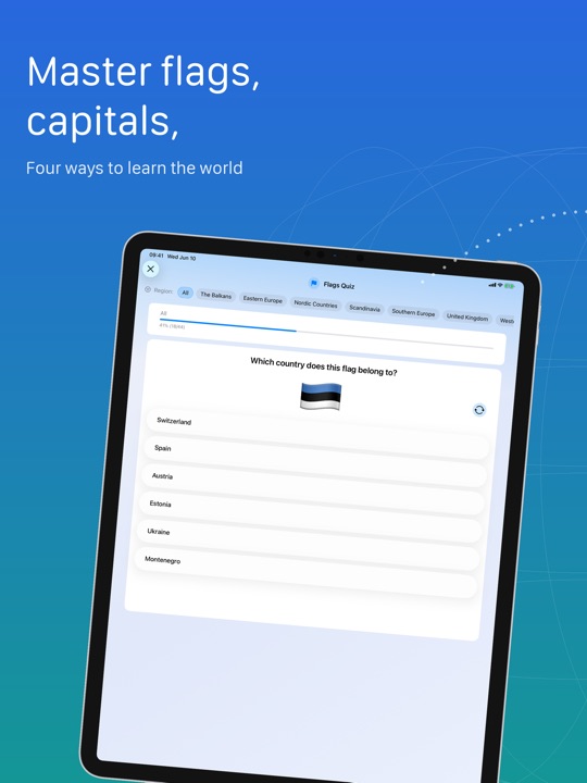 miniAtlas Flags Quiz on iPad