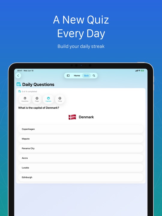 miniAtlas Daily Question on iPad