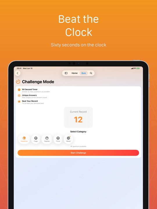 miniAtlas Challenge Mode on iPad