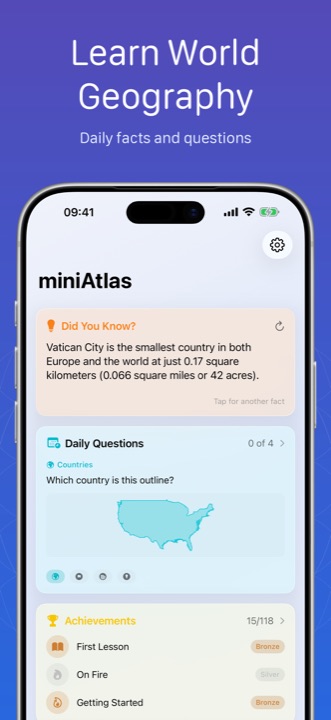 miniAtlas Home on iPhone