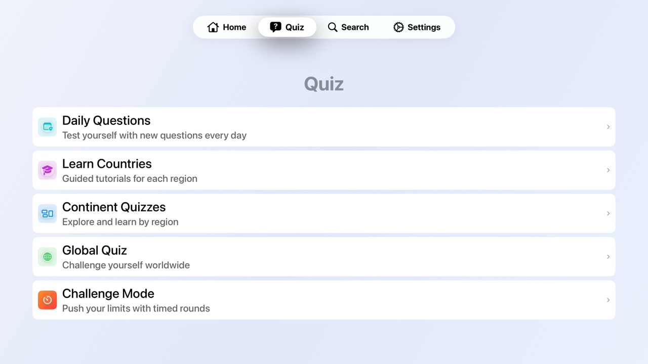 miniAtlas Quiz on Apple TV