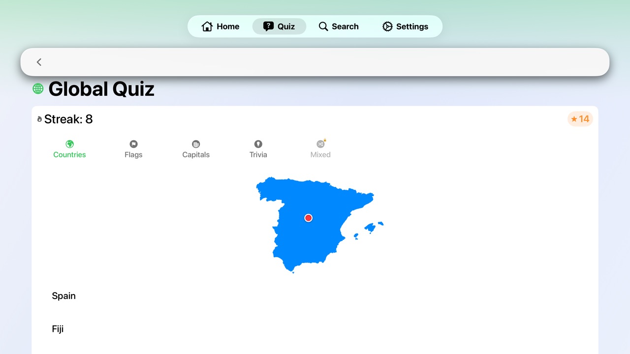 miniAtlas Global Quiz on Apple TV