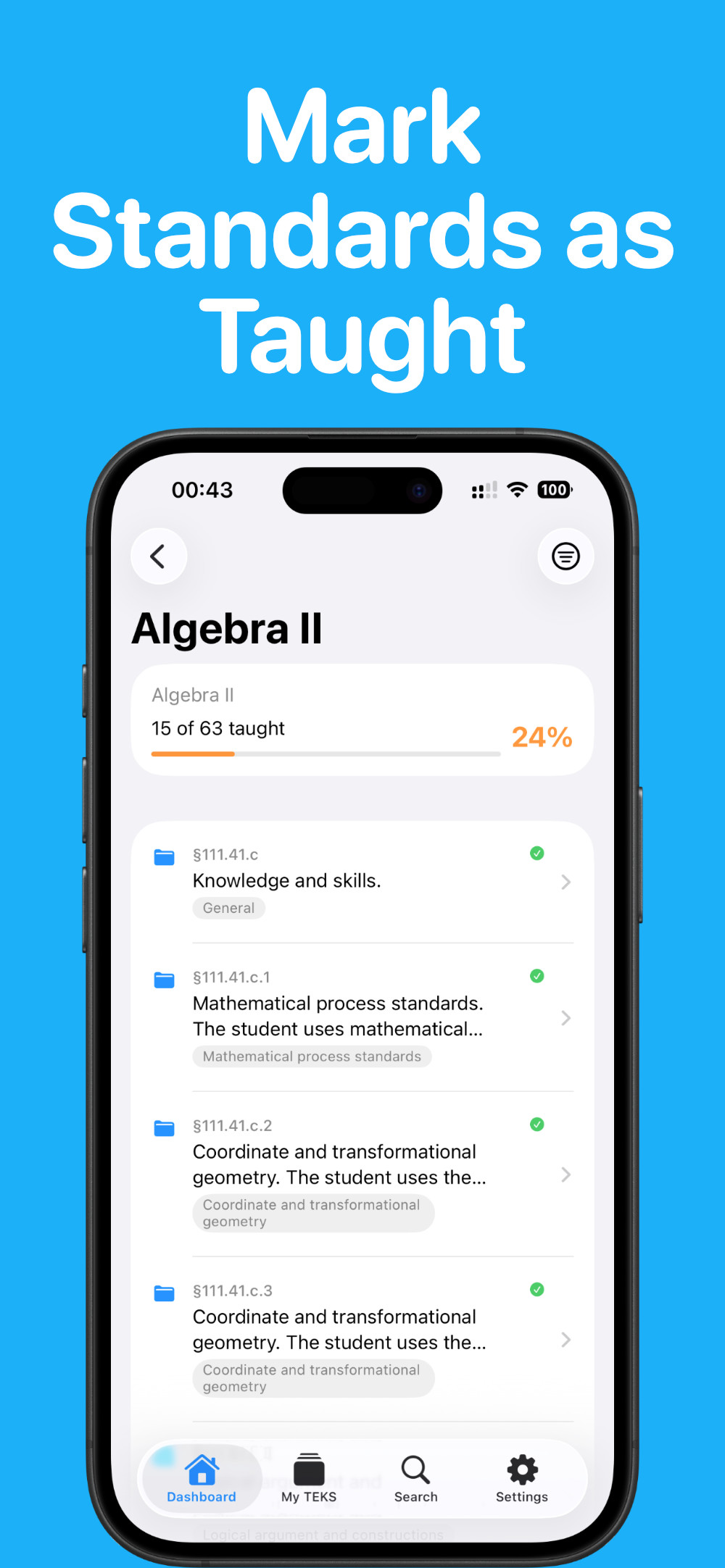 Mark Standards as Taught