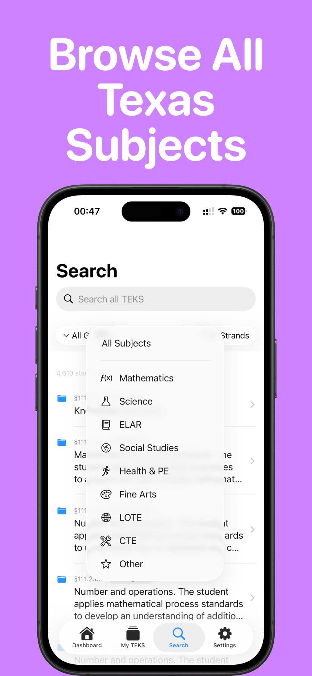 Browse All Texas Subjects
