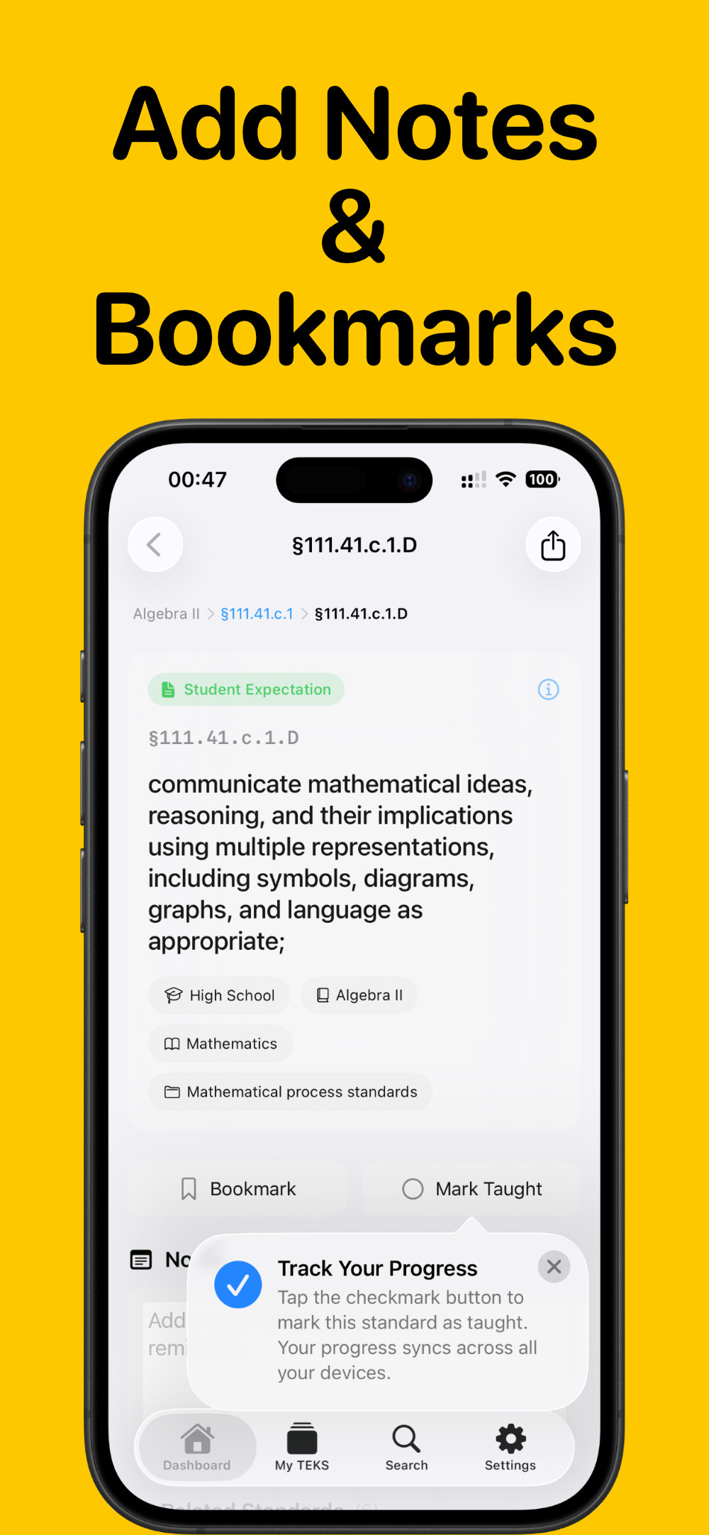 Add Notes & Bookmarks