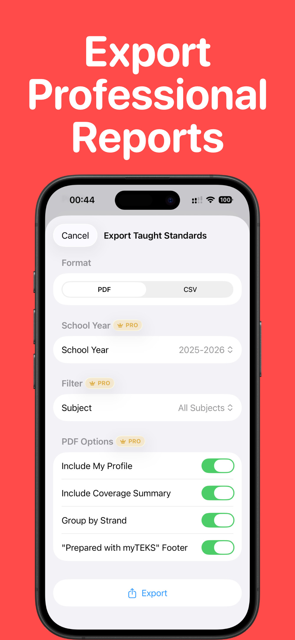 Export Professional Reports