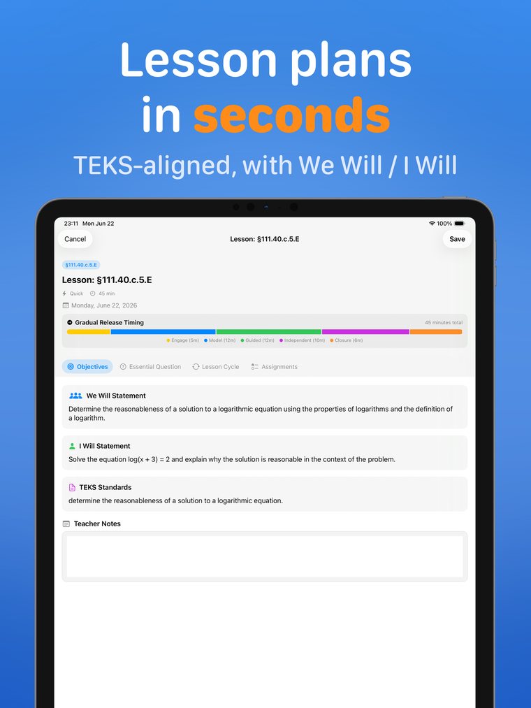 myTEKS on iPad