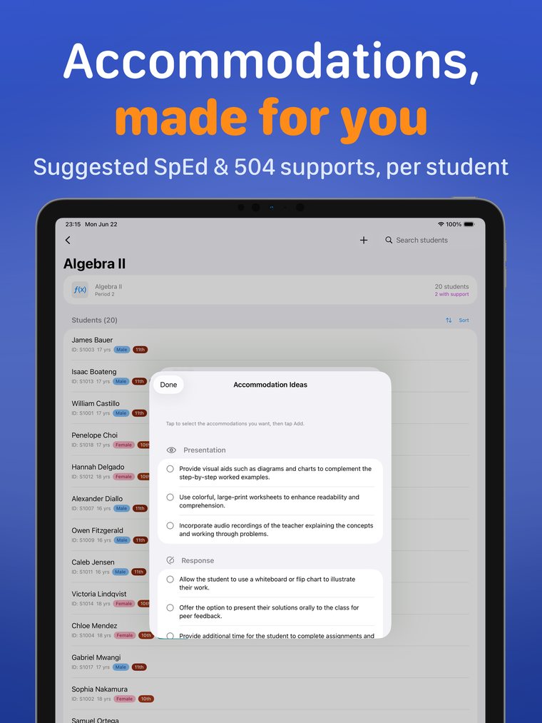 SpEd & 504 accommodations on iPad