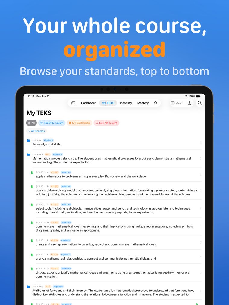 Browse your whole course on iPad