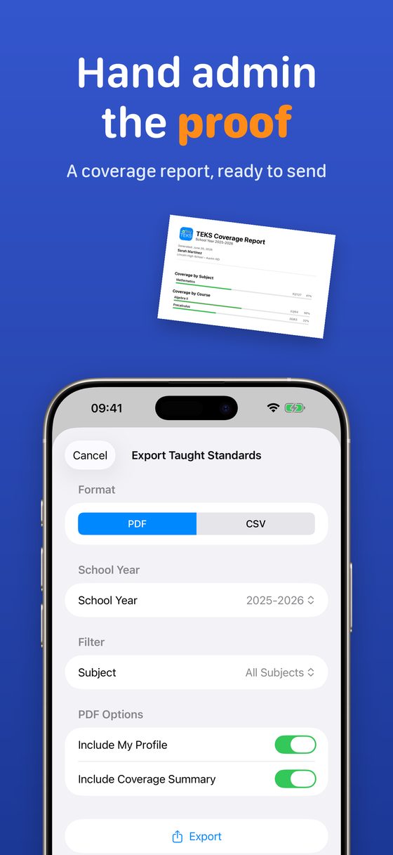 myTEKS on iPhone